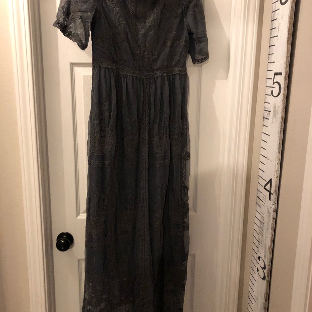 Gray lace maxi dress
